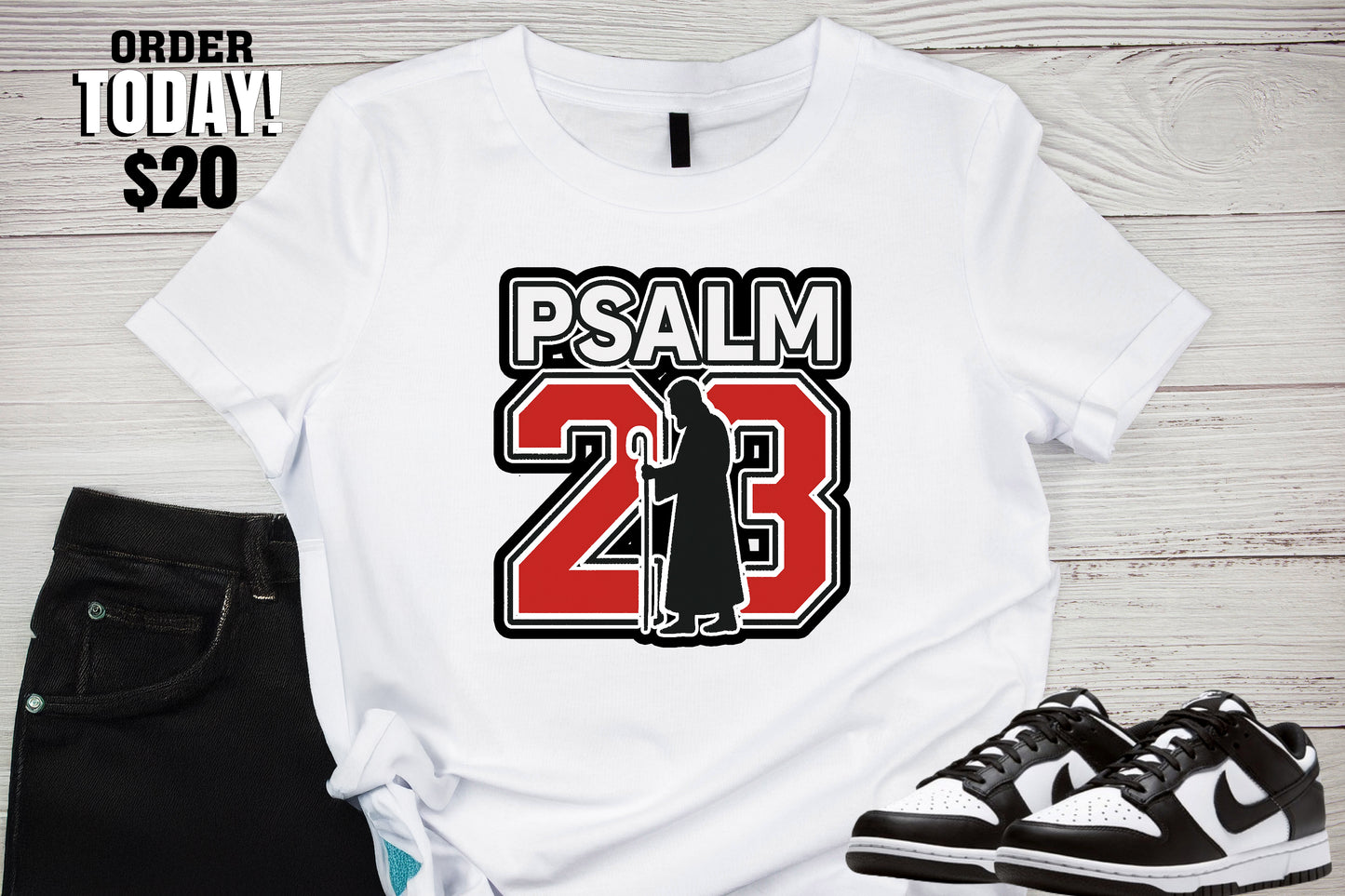 Psalms 23 Red & Black with Shepherd