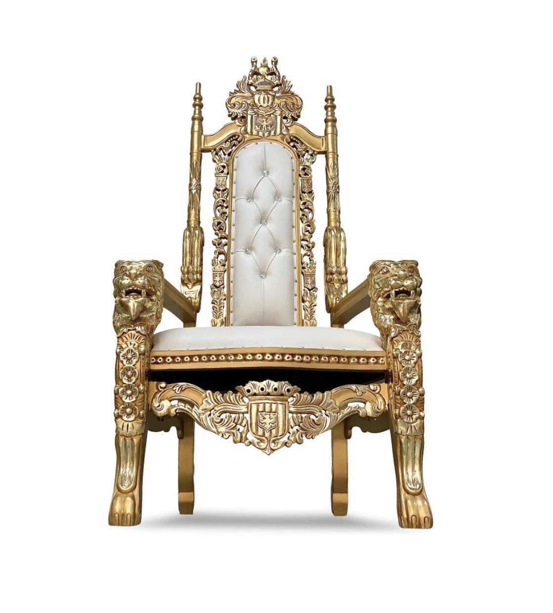 White and Gold Raja King Throne Rental