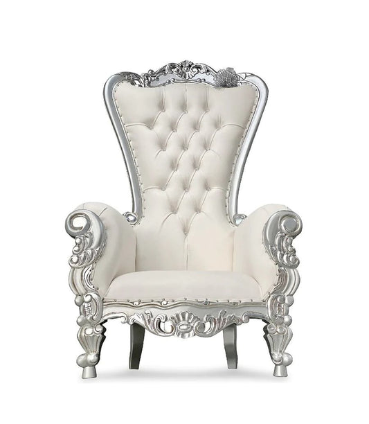 White and Silver Single Throne Chair Rental