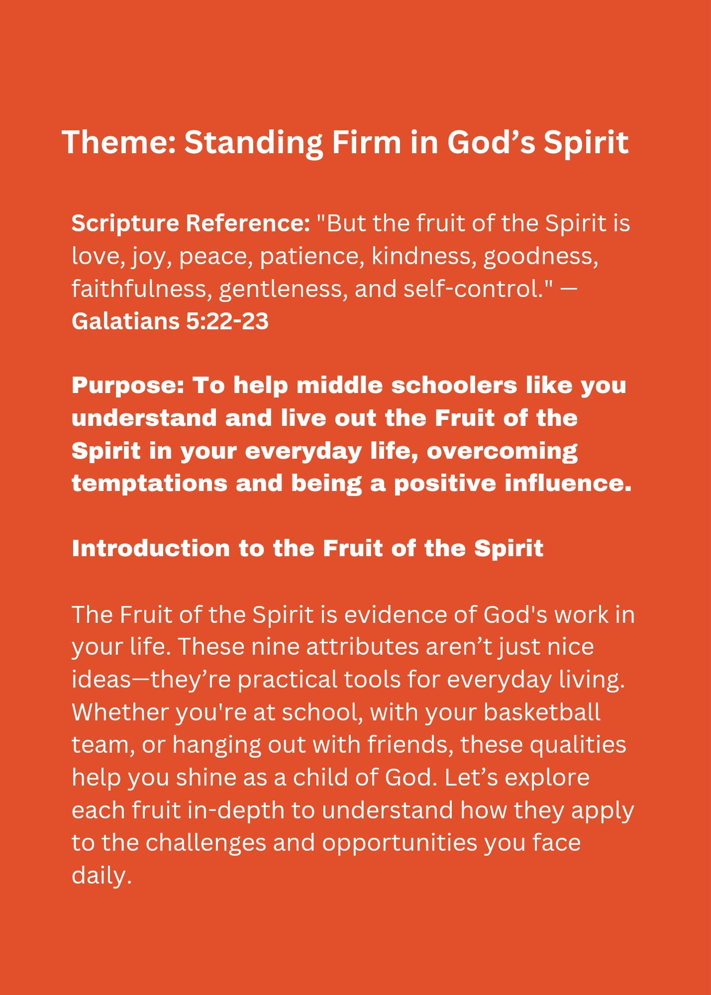 FRUIT OF THE SPIRIT BIBLE LESSON