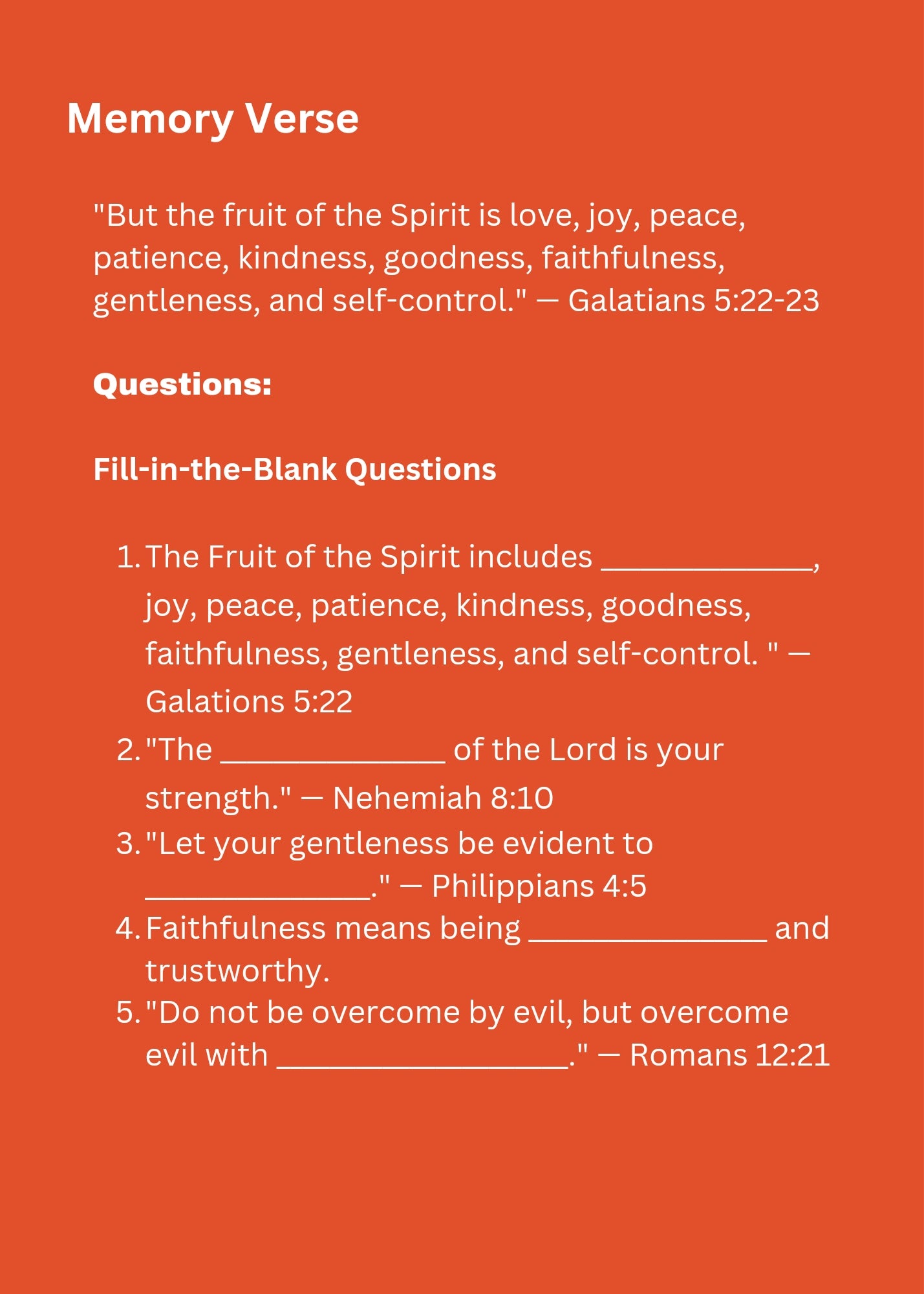 FRUIT OF THE SPIRIT BIBLE LESSON
