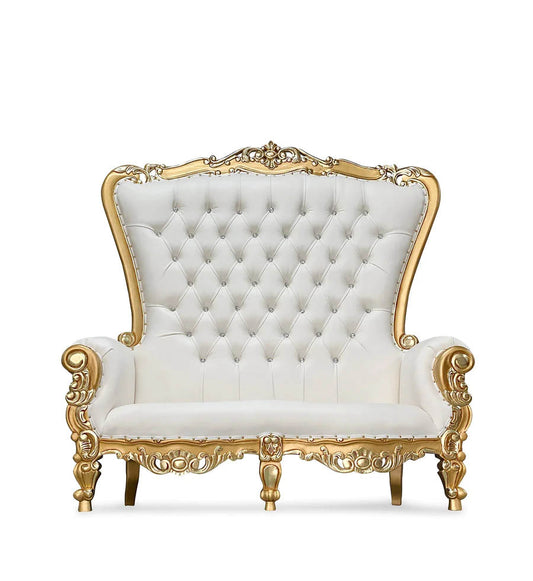 White and Gold Double Throne Chair Rental